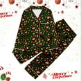 thumbnail image 2 of SGMVNU Christmas Pajamas for Kids Boys Children's Casual Printed Button Down Lapel Long Sleeve Top and Pants Pajamas Set(Size 9-10 Years,Dark Green), 2 of 3