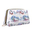 thumbnail image 2 of Naloa Snowy Cottage Holiday Scene Leather Makeup Bag for Purse Travel, Portable Small Cosmetic Organizer for Women and Girls, Make up Bag with Zipper, 2 of 8