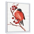 thumbnail image 4 of Red Bullfinch Bird Sitting On A Branch With Berries 24 in x 32 in Framed Painting Canvas Art Print, by Designart, 4 of 5