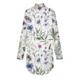 thumbnail image 5 of TQWQT Plus Size High Neck Blouses for Women Loose Fit Floral Print Tunic Top Mockneck Long Sleeve T-Shirt Curved Hem Graphic Tee Fall Outfits 2024 Purple Pink S, 5 of 5