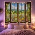 thumbnail image 2 of Wildflower Garden Through Open Window in Sunny Countryside, Tranquil Rustic for Flower Lovers, Countryside Landscape Art, Housewarming Gift, Tapestry Wall Hanging for Bedroom and Living Room, 2 of 7