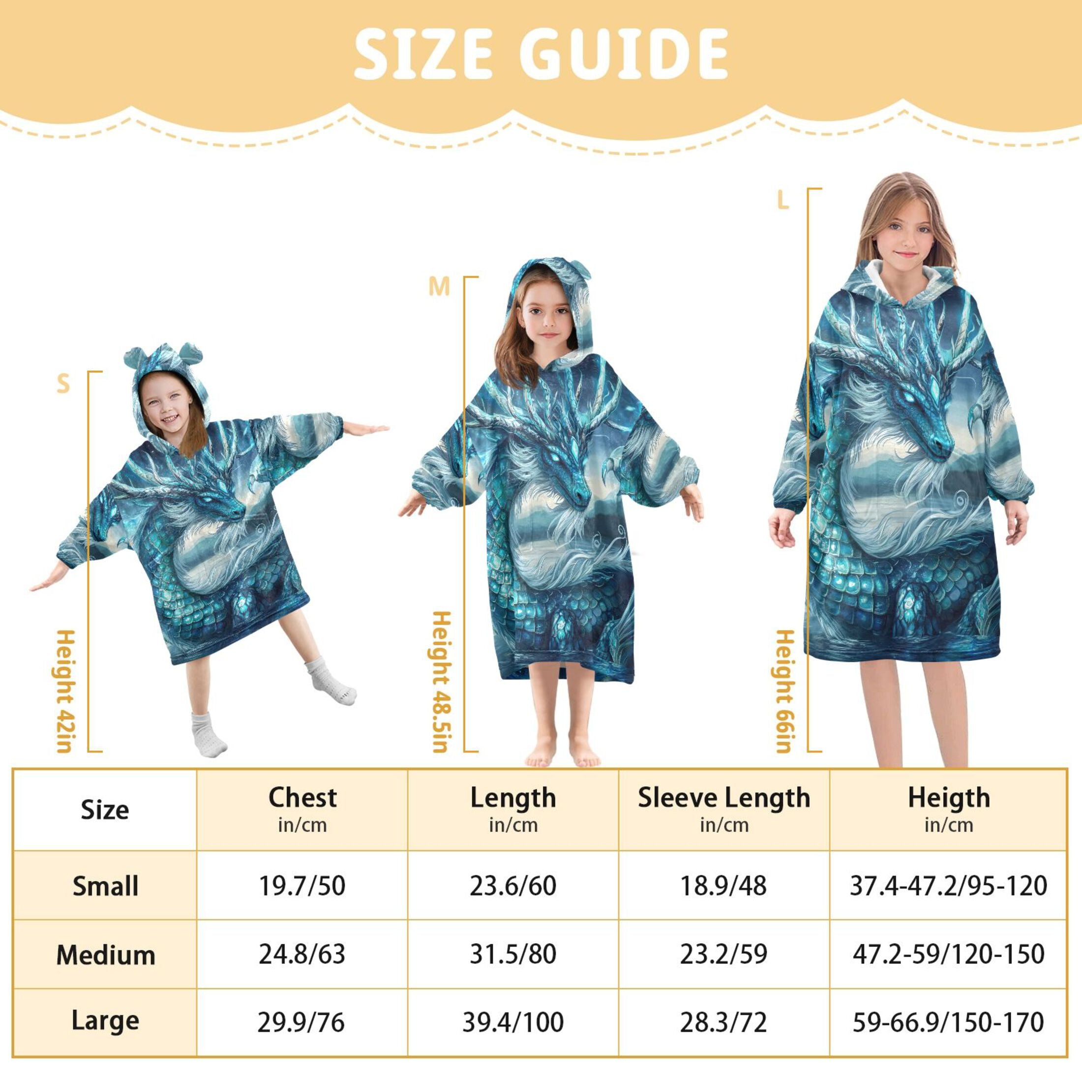joogoo Wearable Blanket Hoodie Neon Dragon Scales for Flannel Sherpa Pocket 3-14 YR M