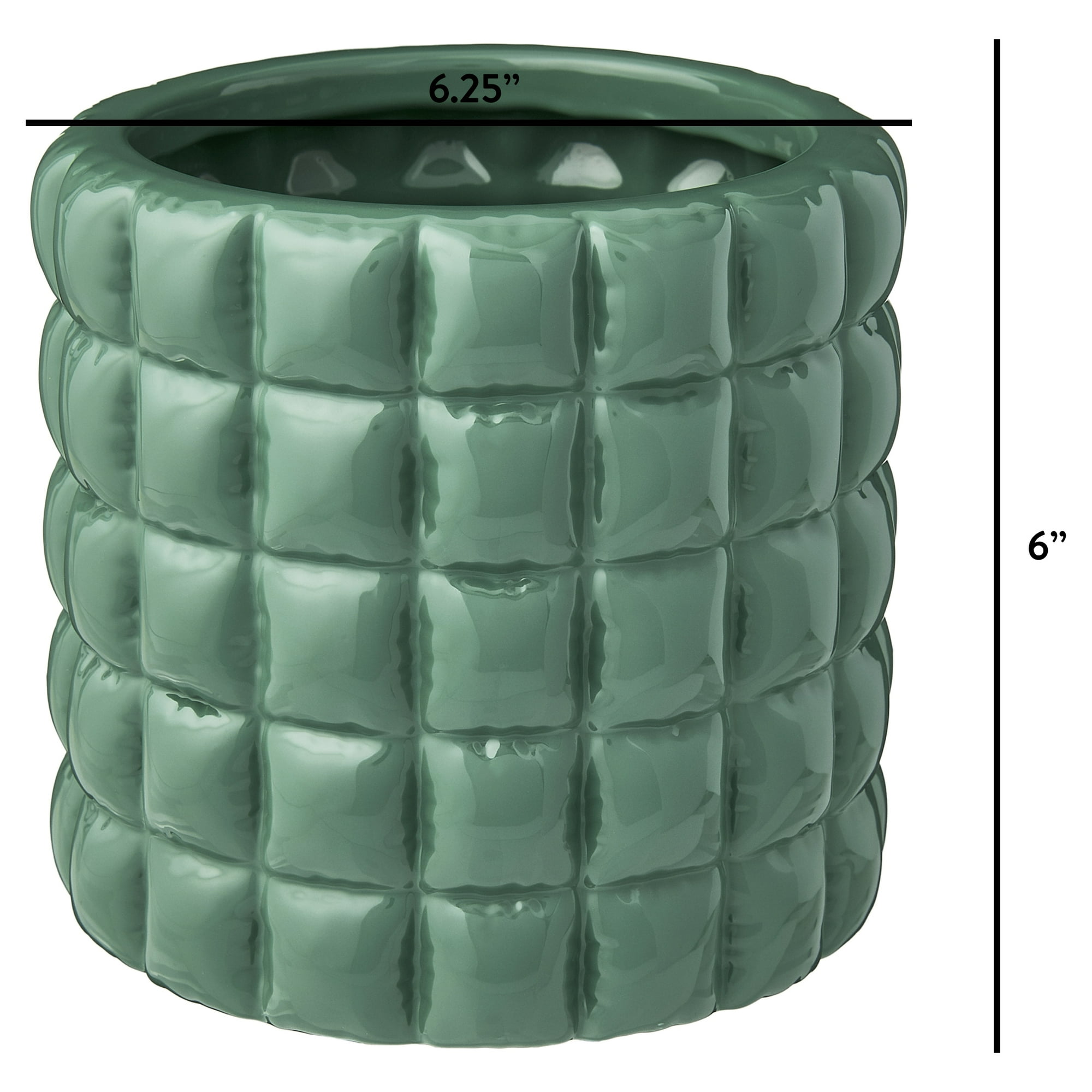 Mainstays Nova 6.25" x 6.25" x 6" Round Green Ceramic Planter