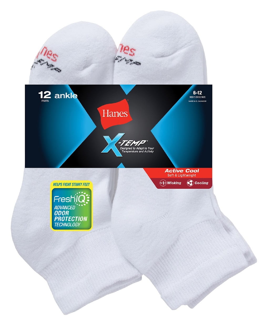 Hanes mens Freshiq Odor Control Active Cool Ankle Socks