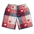 thumbnail image 3 of Uemuo Heart Plaid Pattern Men's Swim Trunks Hawaiian Beach Bathing Suit Swimsuits Beach Quick-Dry Shorts with Pockets-, 3 of 9