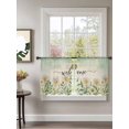 thumbnail image 2 of Welcome Daisy Sheer Curtains 2 Panels Set Flower Pastoral Green Watercolor Linen Texture Lihgt Filtering Rod Pocket Voile Drape, Semi Sheer Window Curtains for Bedroom Living Room, 52"x45", 2 of 5