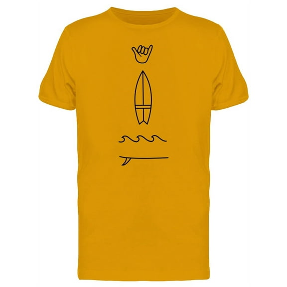 Surfboard Shaka Hand T-Shirt Men -Image by Shutterstock, Male Large