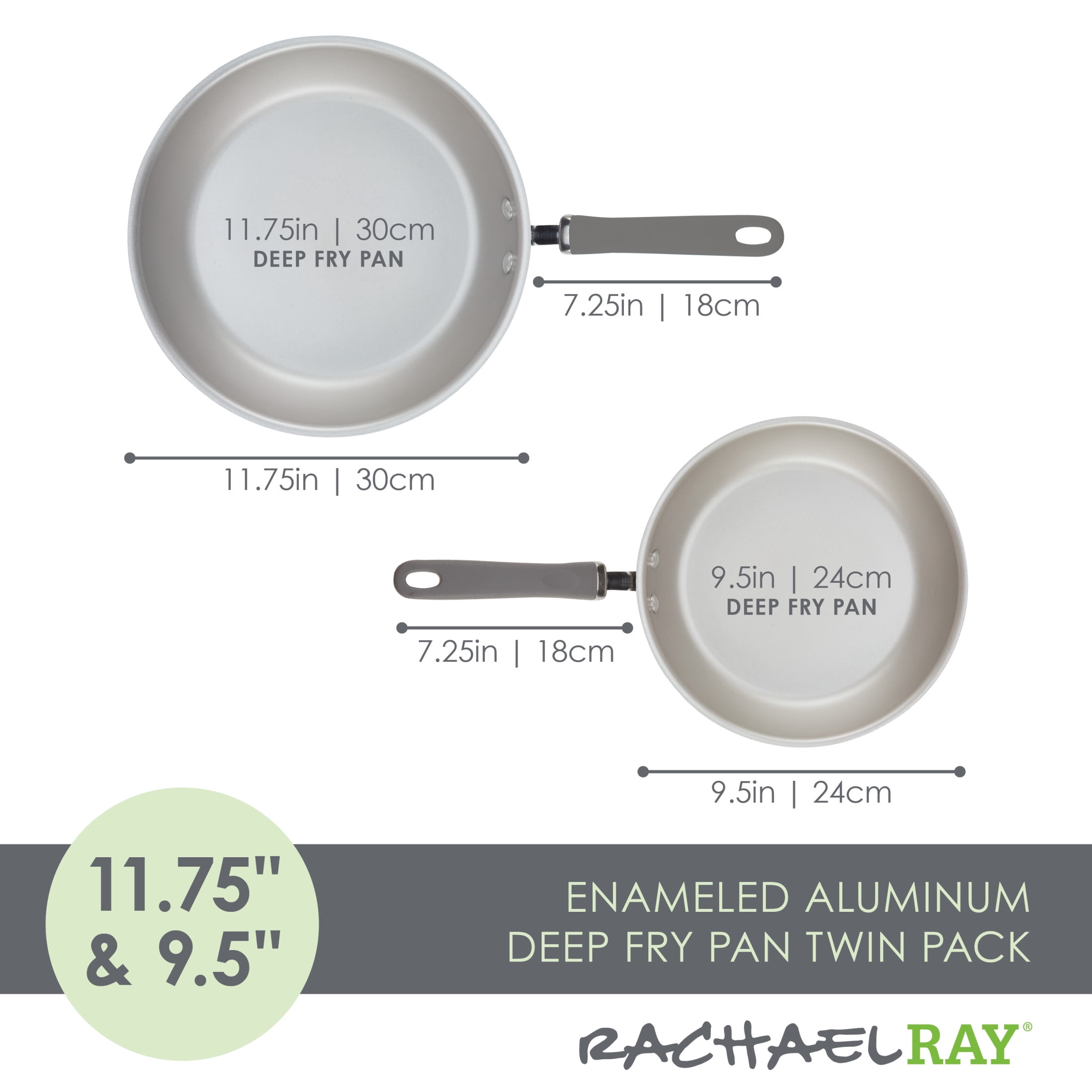 Rachael Ray Create Delicious 9.5" and 11.75" Aluminum Nonstick Skillet, Gray Shimmer