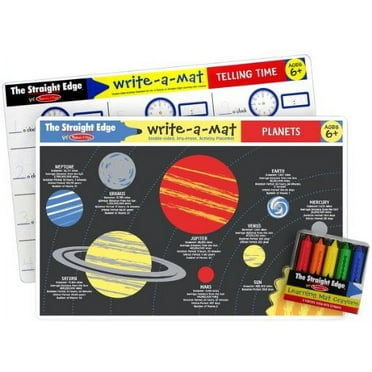 Melissa & Doug Melissa & Doug Common Knowledge Ii Write-A-Mat W/ Crayon Bundle For Ages 6 : Planets, Telling Time - The Straight Edge Series Toys_And_Games