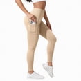 thumbnail image 4 of UngA High Waisted Leggings for Women Tummy Control Pants with Pocket Non See Through Workout Soft Yoga Pants for Running Beige,M, 4 of 8