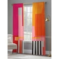thumbnail image 3 of Pink Orange Sheer Curtains 84 Inch Length 2 Panels Set, Geometric Modern Abstract Oil Painting Voile Window Treatment Rod Pocket Curtains Sheers Drapes for Bedroom/Living Room/Kitchen 52"x84"x2, 3 of 7