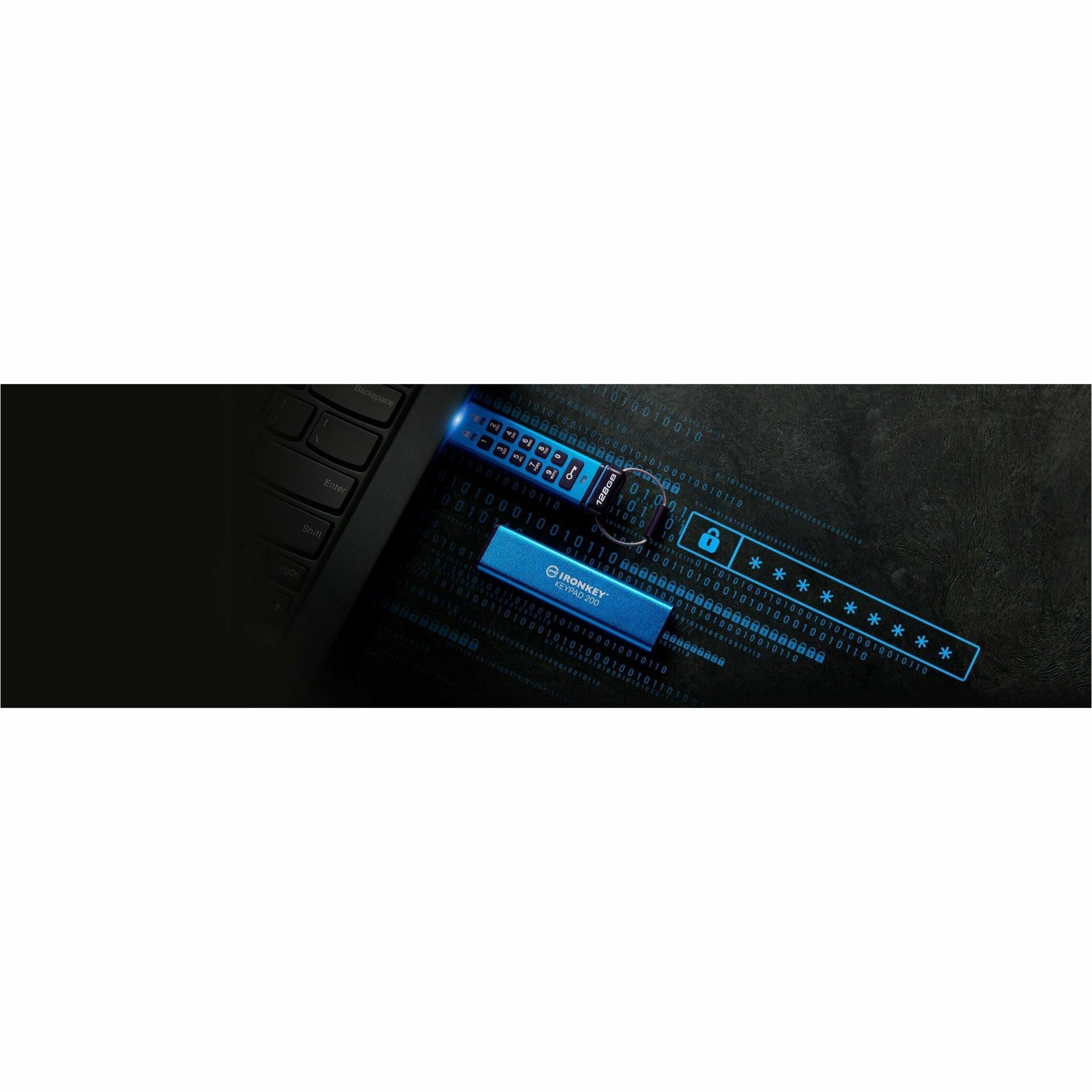 Kingston IronKey Keypad 200C - USB flash drive - encrypted - 128 GB - USB-C 3.2 Gen 1