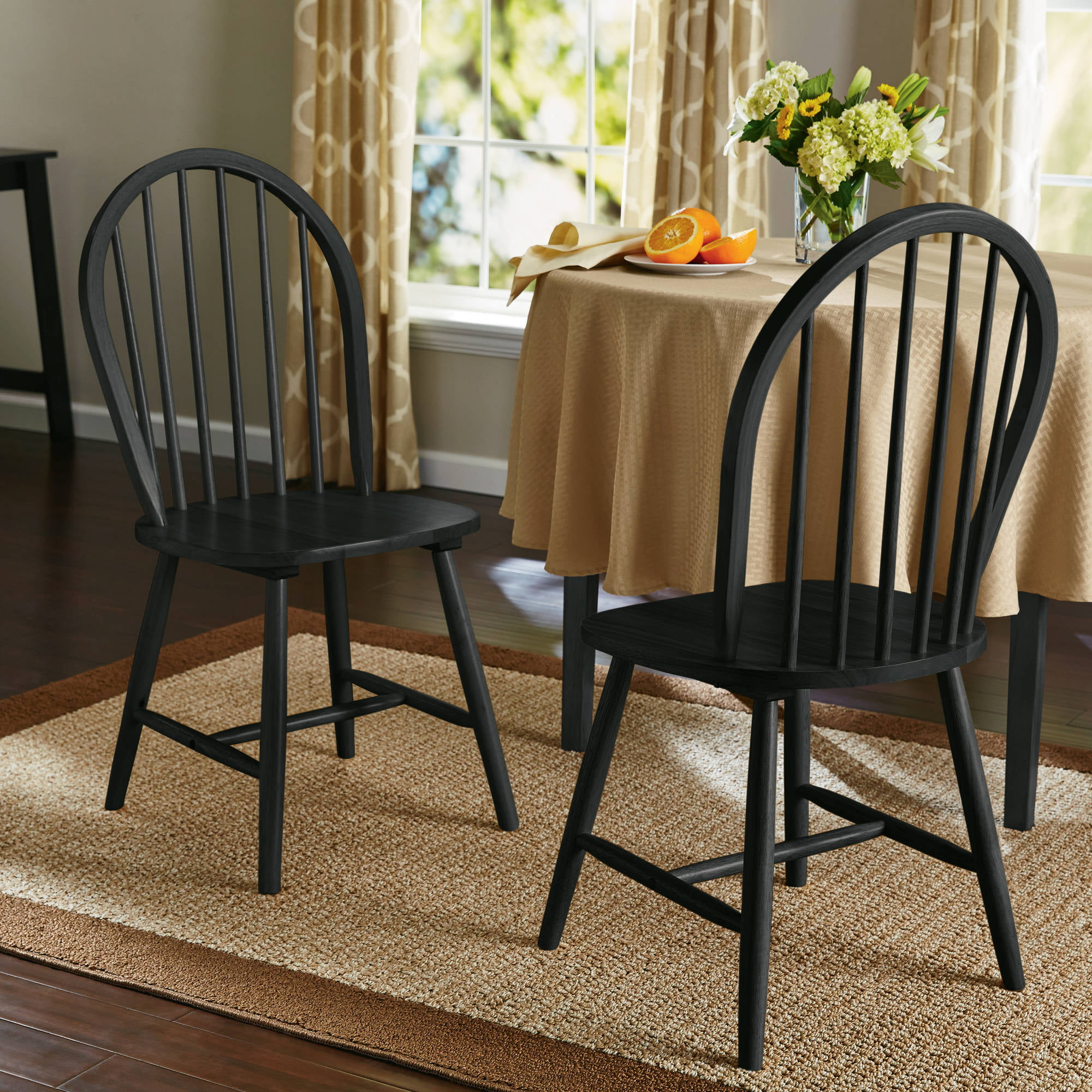 black spindle chairs