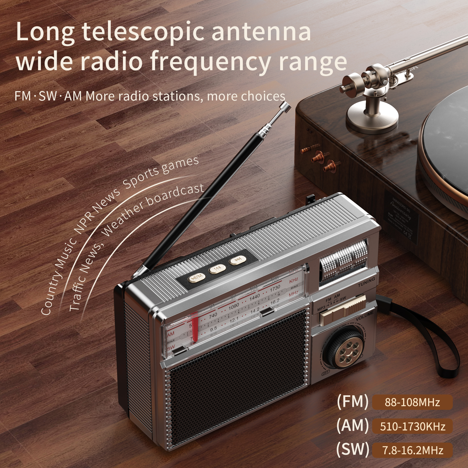 UMUTOO MG005 Portable AM/FM/SW Radio Bluetooth Solar photo 8