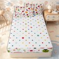 thumbnail image 4 of Erosebridal Cartoon Ladybug Floral Zipper Twin Comforter Sets with Fitted Sheet and 2 Pillowcases,Color Dot Secondary Motif Zipper Bedding Set,Red White,4-Piece,Reversible, 4 of 6