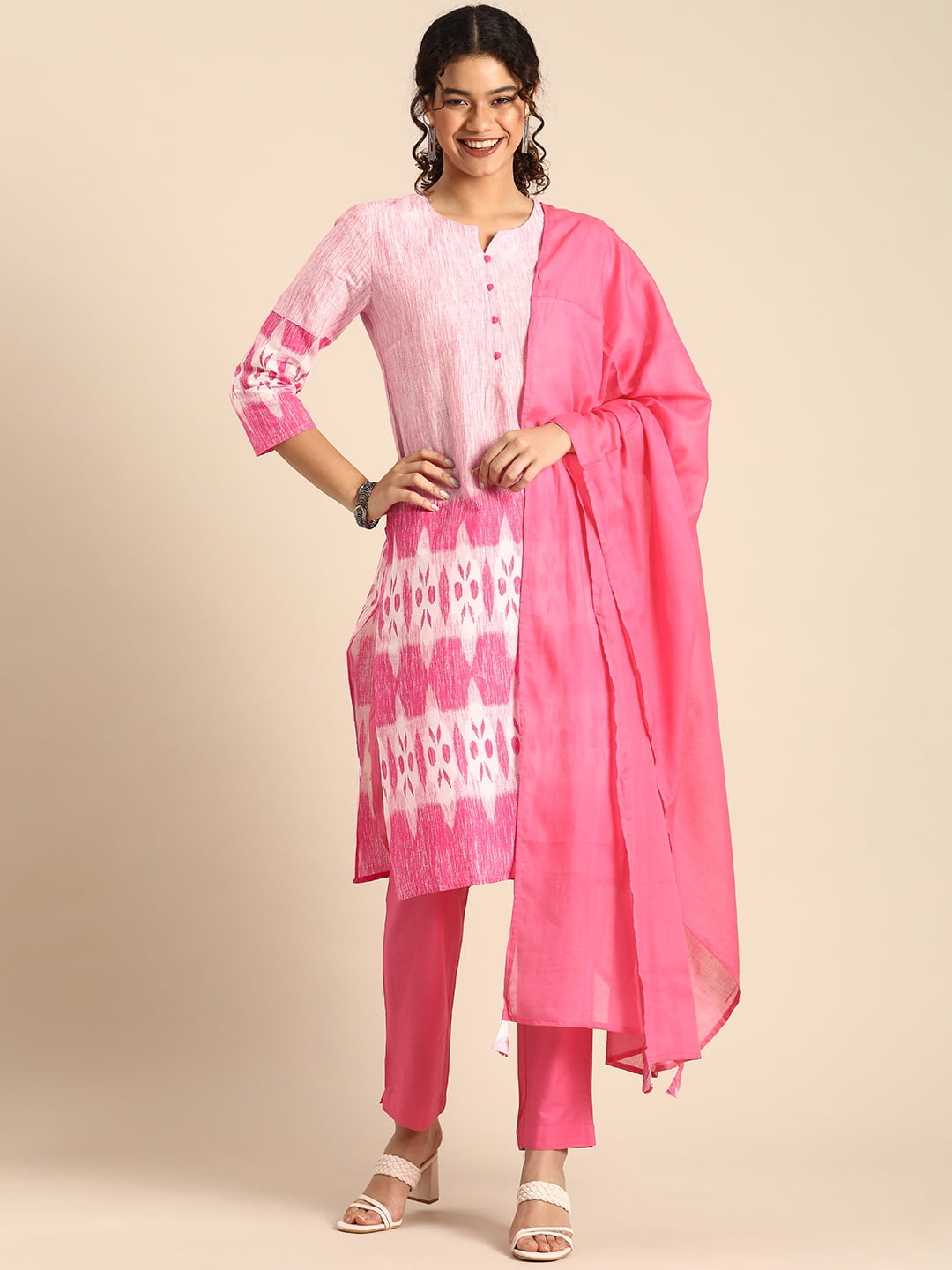 Buy GMH Women's Cotton Ikkat Kurti for Knee Length, Traditional Festive &  Casual Kurta for Women (Small) Pink at Amazon.in
