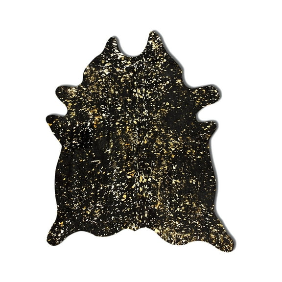60" x 84" Black And Gold Cowhide - Area Rug