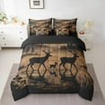 thumbnail image 2 of Manfei Deer Moose Family Bedding Comforter Set 7 Pieces, Brown Rustic Cabin Full Bedding Set, Woodland Animal Wildlife Reversible Fitted Sheet Flat Sheet, Ultra Soft Bedroom Decor, 2 of 7