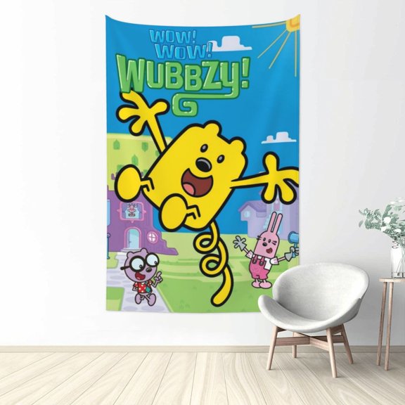 Wow Wow Wubbzy Tapestry Wall Hanging, Art Poster Decor Tapestries for Bedroom Living Room Dorm Home Party, 60"x40"