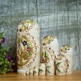 thumbnail image 3 of Folk Russian Nesting Dolls Handmade Wooden Figurine with Floral Patterns for Gifting Home and Office Decors, 3 of 8