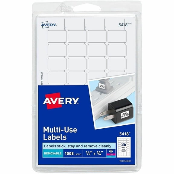 Avery Removable Labels, 1/2" x 3/4", 1,008 Labels (5418)