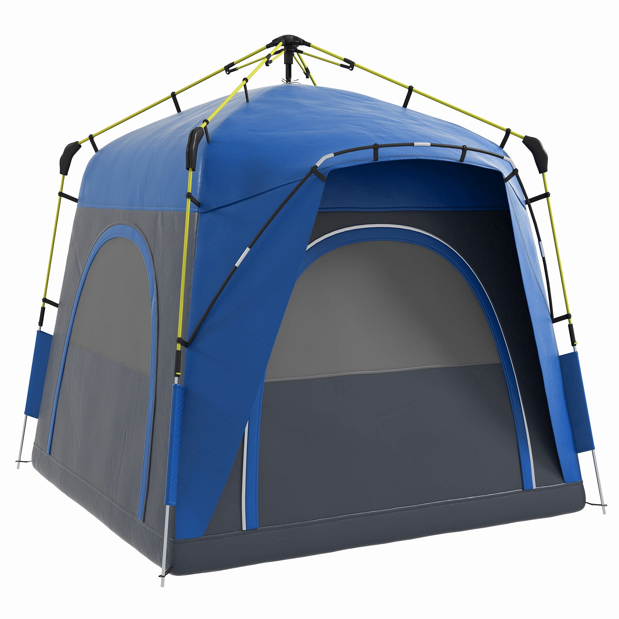 Camping Tents 4 Person Pop Up Tent Quick Setup Family Travel Tent w/ Windows, Doors Carry Bag Included