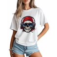 thumbnail image 3 of Women's T-Shirt Skull With Headphones Funny Short Sleeve Casual Tee Classic Crew Neck T Shirt for Women White, S, 3 of 7