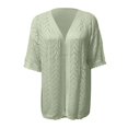 thumbnail image 4 of DHFJKG Women Summer Swimwear Cover-Ups Half Sleeve Boho Knitted Cardigan Lightweight Solid Color Fashion Beach Vacation Clothes Versatile Beachwear, 4 of 5