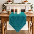 thumbnail image 3 of Table Runners 72 Inches Long, Teal Boho Cotton Linen Kitchen Dining Coffee Table Runner for Party Home Decor, Farmhouse Abstract Geometric Aesthetic Art Tabletop Dresser Scarves Runner 14x72 Inch, 3 of 9
