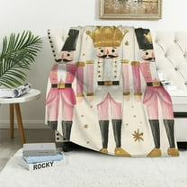 Pratyus Nutcrackers Flannel Throw Blanket for Couch Sofa Bed, Christmas Home Decor All Seasons Theme 40x50in