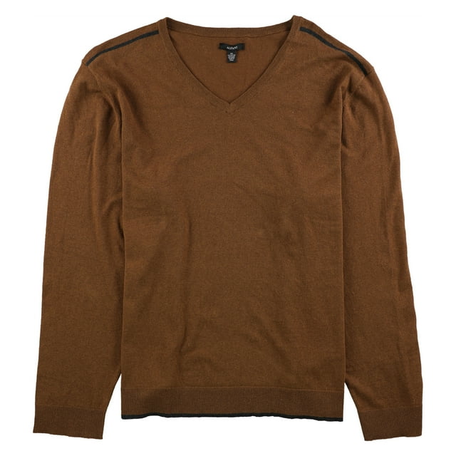 Alfani Mens V Neck Knit Sweater, Brown, XX-Large