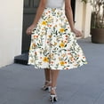 thumbnail image 6 of Midi Skirts For Women High Waist Flowy A-Line Midi Long Skirt Casual Floral Print Tiered Skirt Loose Elastic Drawstring Fashion Skirt With Side Pockets Yellow L, 6 of 7