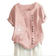 thumbnail image 2 of Blouses pour Femmes, T-Shirt à Manches Courtes Col d'Été Mode Décontractée Imprimé Bouton, 2 of 3