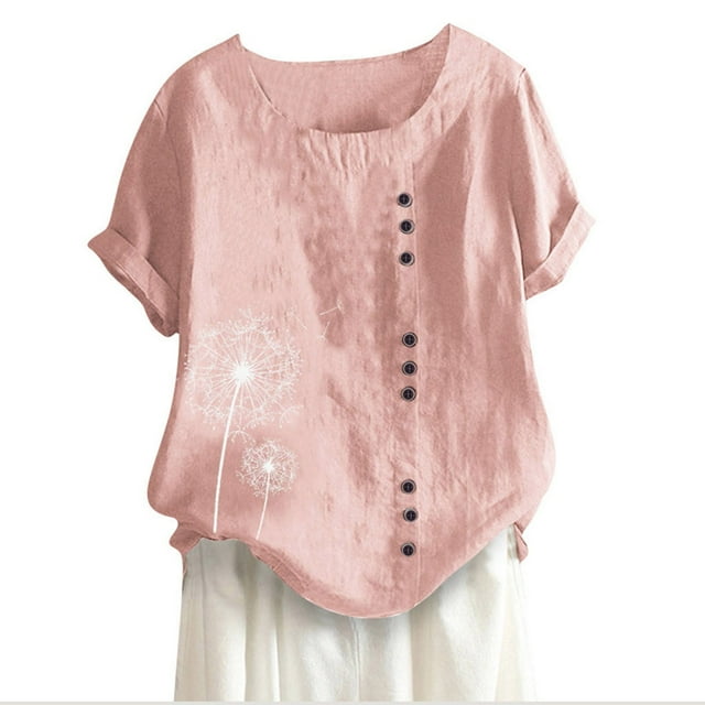 Hauts d'Été pour Femmes,Hauts d'Été pour Femmes,T-Shirt à Col d'Été pour Femmes à Manches Courtes Décontracté Imprimé avec Boutons,Shorts pour Femmes,Hauts d'Été pour Femmes