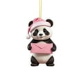 thumbnail image 2 of 6 Pack Cute Panda Christmas Ornaments, Flat Acrylic 2D Hanging Decoration for Xmas Tree, Animal Theme Holiday Party Favors, Car Mirror Charm, Unique Gift Tags for Kids, 3.15 Inch, Multicolor, 2 of 9