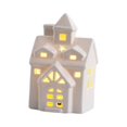 thumbnail image 2 of Casa de pueblo navideña de cerámica, pequeña casa de porcelana decorativa iluminada por LED para Estilo A, 2 of 9