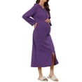 thumbnail image 4 of INSPIRE CHIC Bata de Noche con Cremallera para Mujeres, Bata Larga de Casa, Sudadera con Capucha de Manga Larga, Ropa de Estar en Casa con Bolsillos, Púrpura Profundo, 4 of 6