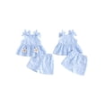 thumbnail image 2 of AceBaby Toddler Baby Girl Outfits,6M-4T Embroidery Plaid Bowknot Sleeveless Tank Tops and Waist Shorts 2Pcs Clothes Set for Summer, 2 of 9