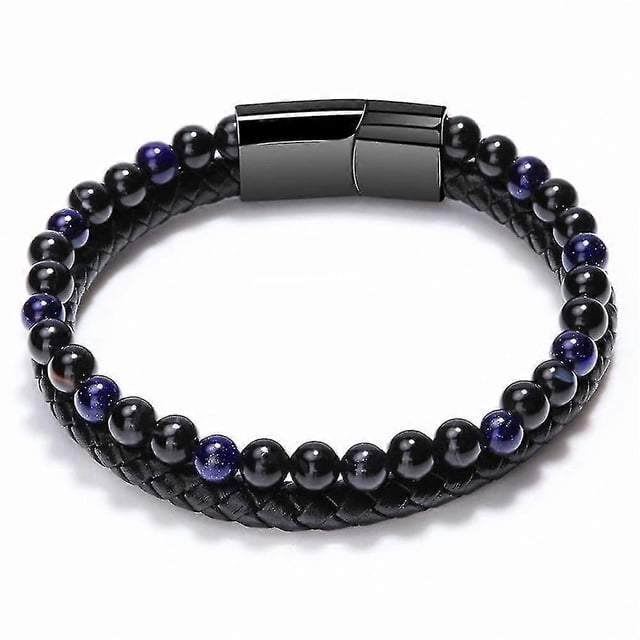 Pulseras de cuentas de hematita natural, pulsera de piedra de lava negra, hematita Br, D