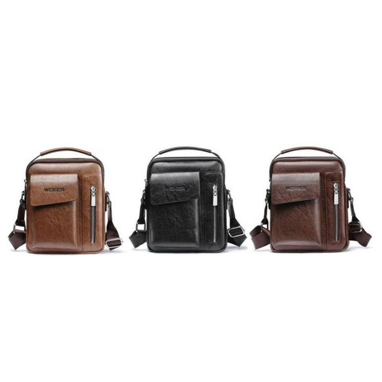 Men Shoulder Bag PU Leather Wear-resisting Zipper Messenger Bag