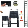 12 FT Aluminum Telescoping Ladder with 2 Detachable Roof Hooks Extension Ladder for Home, Multi