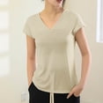 thumbnail image 4 of ZyeKqe Womens Pajamas Tops Cap Sleeve Shirts Casual V Neck Undershirts Loose Fitted Homewear, 4 of 5