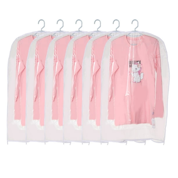 Bolsas para Ropa para Colgar Ropa, 6 Piezas Bolsa para Ropa Transparente, Bolsa de Traje de Plástico a Prueba de Polvo, Protector de Abrigos Fundas para Ropa con Cremallera para Almacenamiento en el