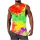 thumbnail image 5 of Ceisia Men's Slim Fit Crew Neck Tie-Dye Sleeveless Tank Top for Casual Sports Red M Gifts, 5 of 5