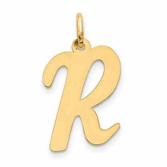 Finest Gold 14K Yellow Gold Large Script Letter R Initial Charm