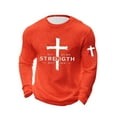 thumbnail image 2 of FreedomShirts True Patriot Mens American Flag Shirt, Long Sleeve Crew Neck Casual T-Shirt for Men,Orange,Size L, 2 of 6