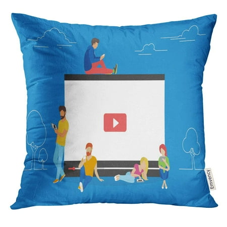 STOAG Video of Young People Using Mobile Gadgets Tablet Pc and Smartphone for Live Watching Via Internet Flat Throw Pillowcase Cushion Case Cover 16x16