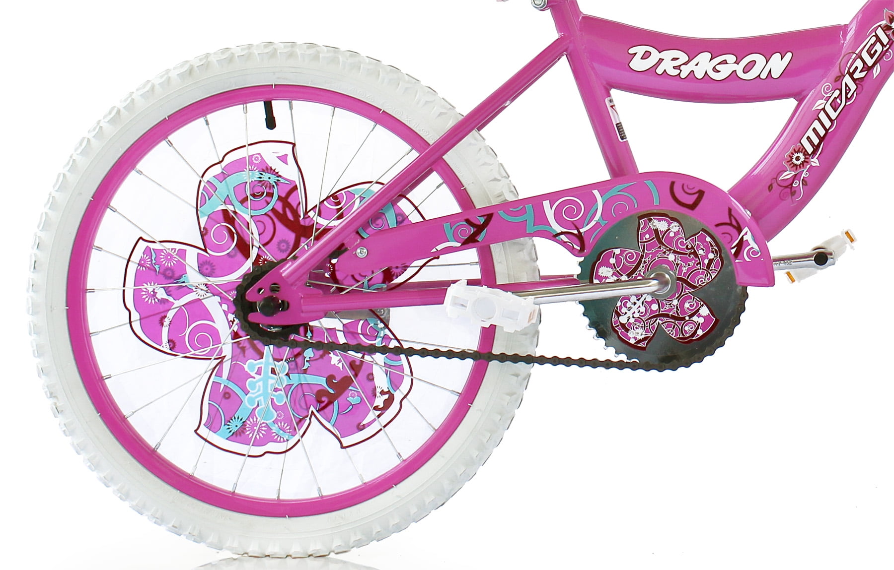 Wonder Wheels 20 In. Girl's BMX S-Type Frame Bicycle Coaster Brake One Piece Crank Pink Rims White Tire Kid's Bike – Pink