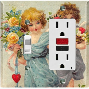 Metal Light Switch Plate Outlet Cover Romantic Floral Angel Cupid Girls AGL007