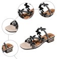 thumbnail image 5 of Rokment Sparkly Rhinestones Butterfly Slides Dressy Sandals for Women Bride Wedding Square Toe Bling Chunky Block Low Heels Slip on Backless Dress Slippers Summer Black Size 6, 5 of 6